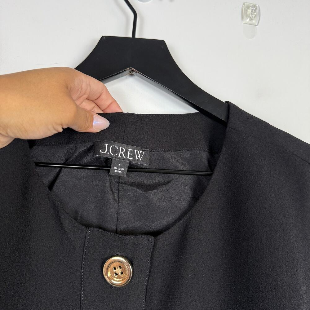J.Crew Tunic Shift Mini Dress Black Crepe - L - Picture 4 of 8